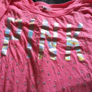 Pink brand crop top long sleeve